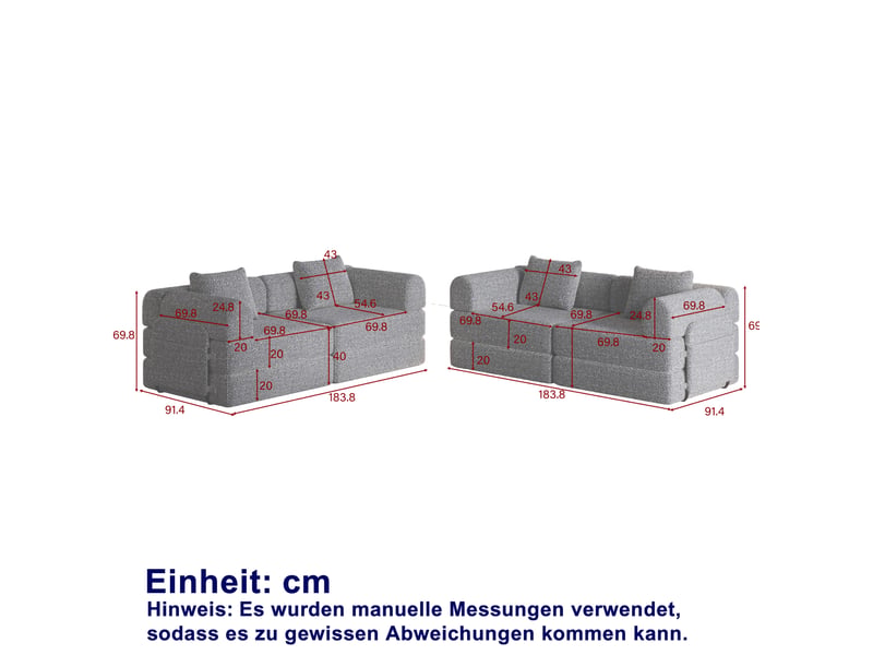  Canapé modulaire convertible 4 places avec rangement d'accoudoir et dessous antidérapant en chenille kaki  - Conforama C