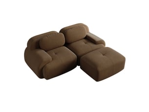 Canapé d'angle, canapé modulable, en velours tricoté, marron, forme incurvée, adapté à l'espace de vie, 208 cm