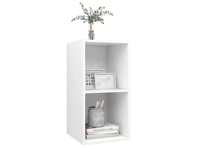  Meuble tv - banc tv - meuble de rangement mural blanc 37x37x72 cm bois d’ingénierie  - Conforama C