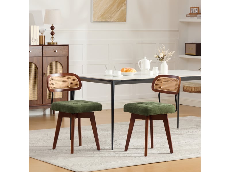 Lot de 2 chaises pivotantes 360° en chenille verte homvra - Conforama B