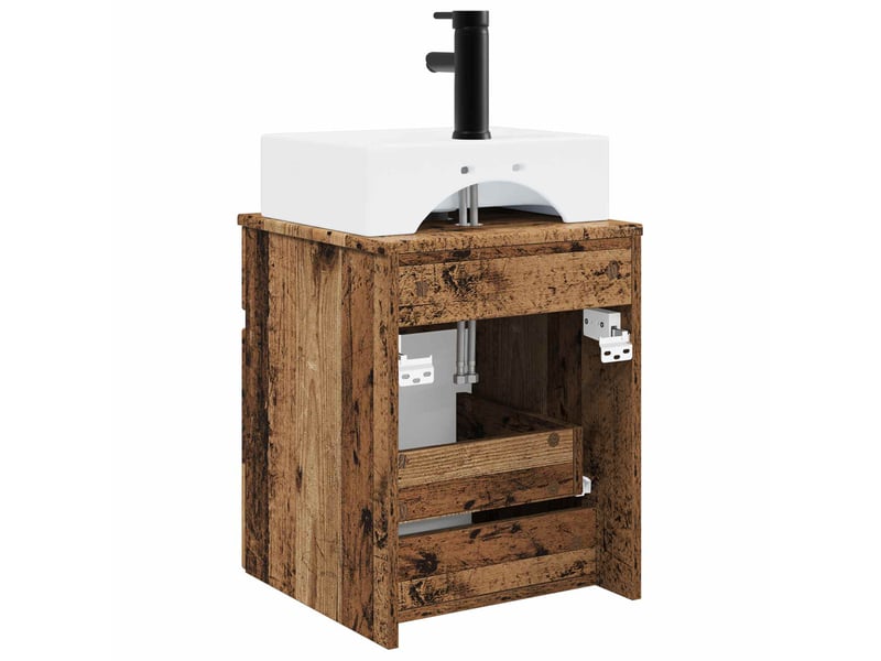  Meuble-sèche avec évier mural bois ancien 39x41x62.5 cm  - Conforama D