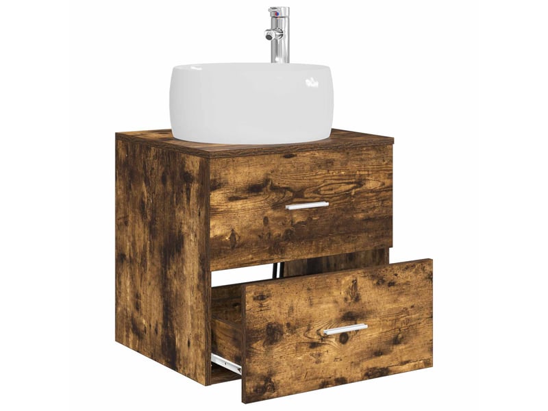  Vanité de lavabo mural, meuble de rangement chêne fumé 49.5x44.5x66 cm shl893  - Conforama C