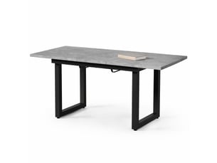 Table de salle à manger extensible avec pieds réglables, style industriel, en mdf et métal gris noir pour repas