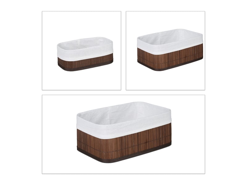  Lot de 3 boîtes de rangement en bambou pratiques pour salle de bain 8 x 21,5 x 12 cm en bambou naturel 13_0005961  - Conforama A