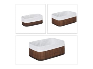 Lot de 3 boîtes de rangement en bambou pratiques pour salle de bain 8 x 21,5 x 12 cm en bambou naturel 13_0005961