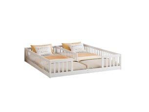 Lit 2 places 90x200 cm <strong>MERAX</strong>  <strong>lit enfant gris</strong> coloris blanc