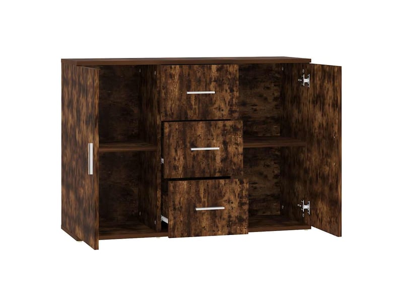  Buffet - bahut - meuble de rangement chêne fumé 91x29,5x65 cm bois d'ingénierie  - Conforama E