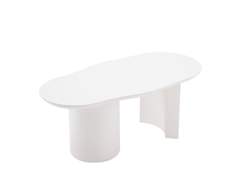 Table basse ovale blanc - 100 cm mdf table basse blanc - Conforama E