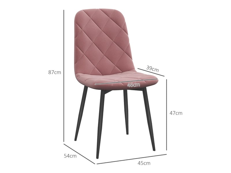 Chaises de salle à manger doret velours rembourrées rose  - Conforama C