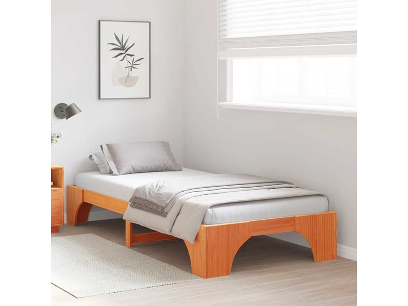 Lit simple- lit adulte - cadre de lit brun 100 x 200 cm pin massif - Conforama B