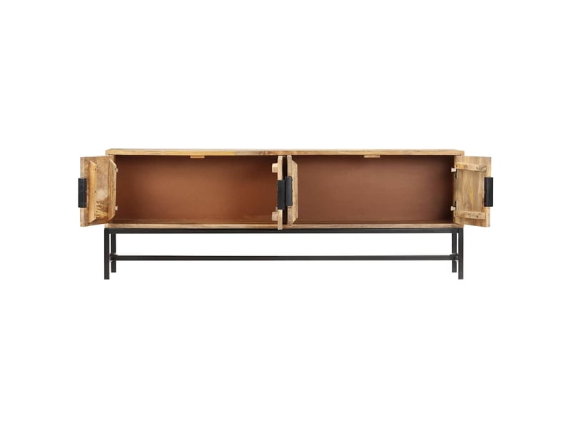  Meuble tv - banc tv - meuble de rangement 140x30x50 cm bois massif de manguier  - Conforama C