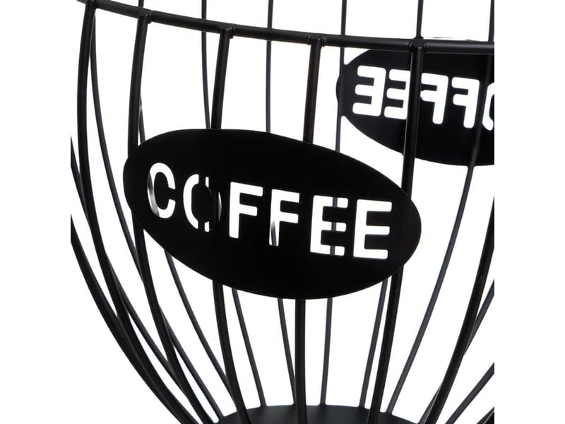  Corbeille porte-capsules de café en métal noir mat forme tasse - longueur 19 x profondeur 15 x hauteur 13 cm  - Conforama C