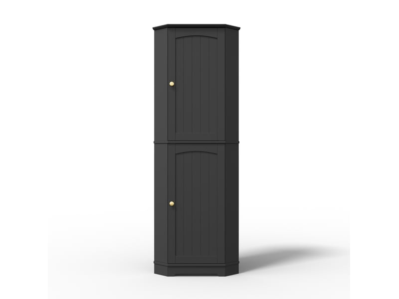  Armoire d'angle de rangement 42x42x166 cm - noire - 2 portes et étagères réglables, format compact  - Conforama D