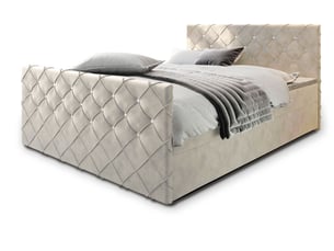 Lit avec rangement 160x200 cm <strong>MASSENO</strong> <strong></strong> coloris beige