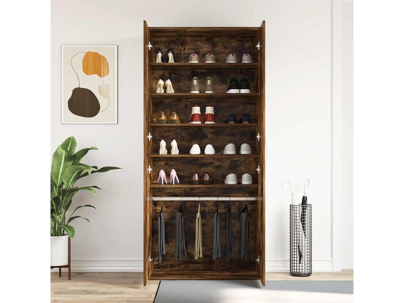 Meuble à chaussure, cabinet à chaussures 80x39x178 cm bois d'ingénierie shl6224 - Conforama D