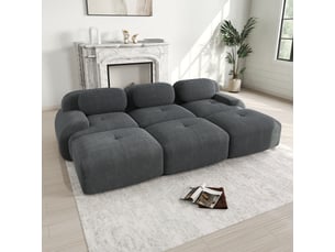 Canapé modulable, canapé 3 places, en velours tricoté, gris, sans montage, sans structure, home cinéma, pour salon