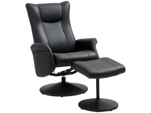 Fauteuil de direction avec repose-pieds, aspect cuir, pivotant, dossier réglable, jusqu'à 150 kg, noir