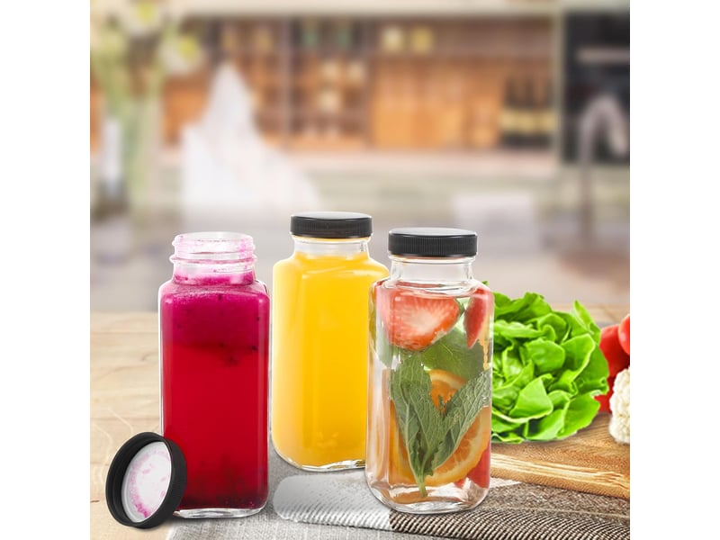  Bouteilles jus de fruit avec couvercles 6pcs  idéal pour le lait, le miel, les smoothies 500ml  - Conforama C