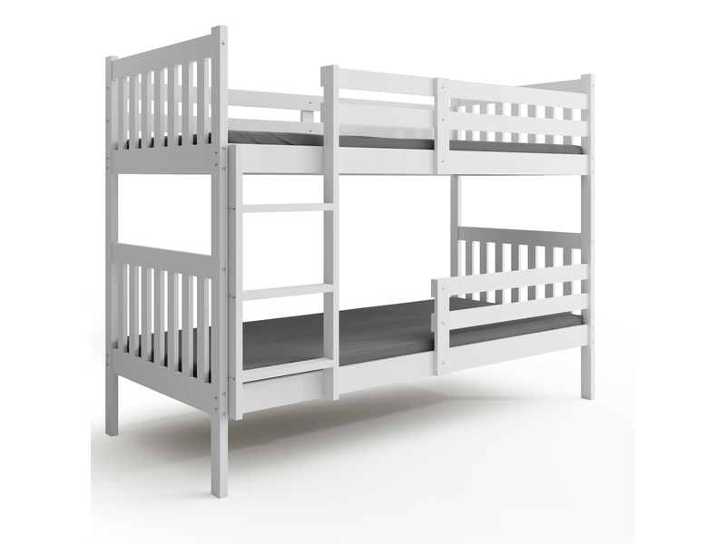  Lit superposé séparable 90x190 cm kacper interbeds - bois massif de pin avec barrière, sommier - blanc  - Conforama A