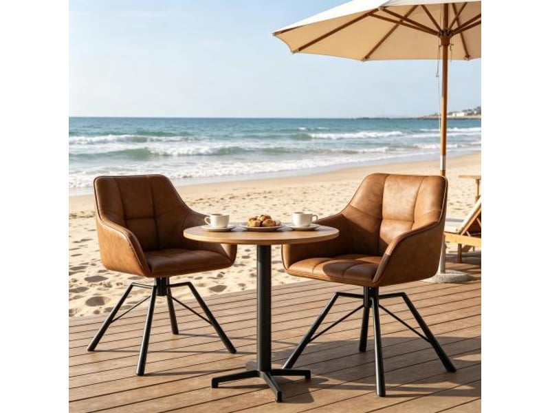 Chaise de cuisine pivotante – assise douce et dossier rembourré, grande largeur – lot de 2 chaises - Conforama E