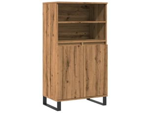 Buffet haut - bahut - meuble de rangement chêne artisanal 60x36x110 cm bois d'ingénierie