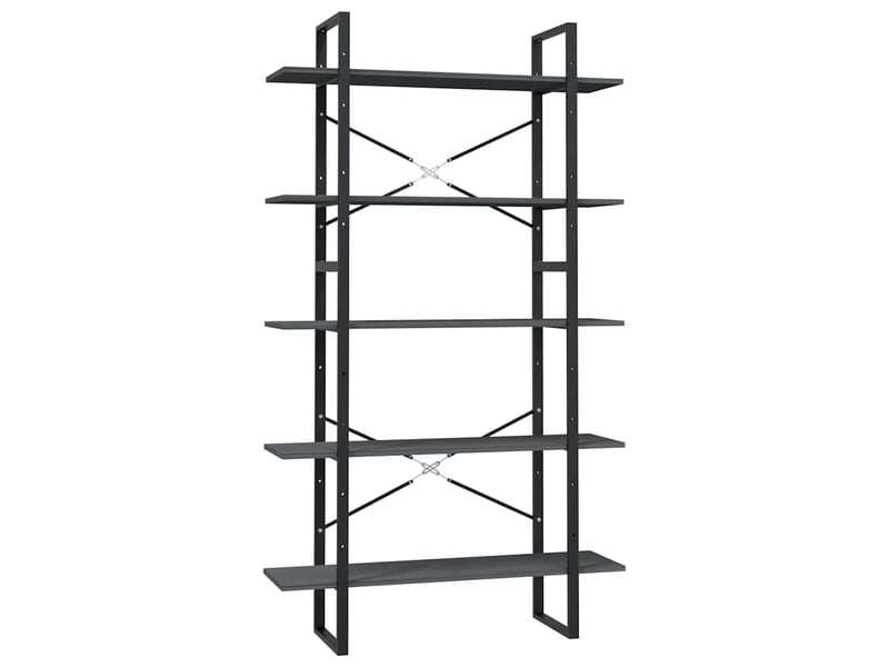  Bibliothèque à 5 niveaux, armoire à livres gris 100x30x175 cm bois de pin  - Conforama A
