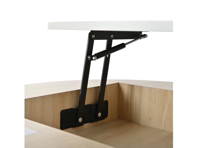  Table basse ronde 70x70x56 cm à plateau relevable mdf blanche et dorée  - Conforama D