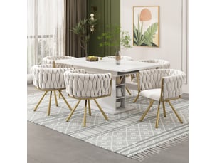 Lot de 6 chaises de salle à manger 59x54x72 cm pivotantes métal beige et doré