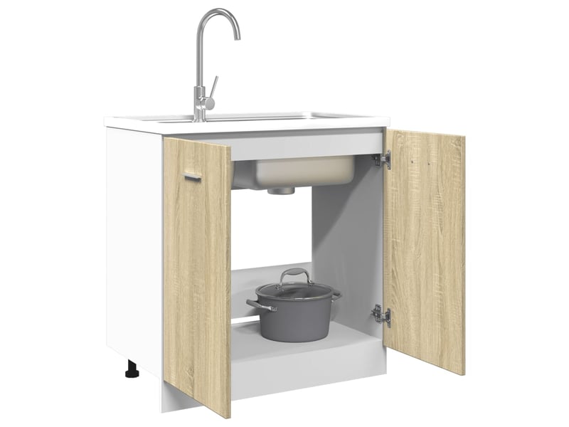  Meuble de rangement, meuble bas de cuisine chêne sonoma 80x46x81,5cm bois d'ingénierie  - Conforama D
