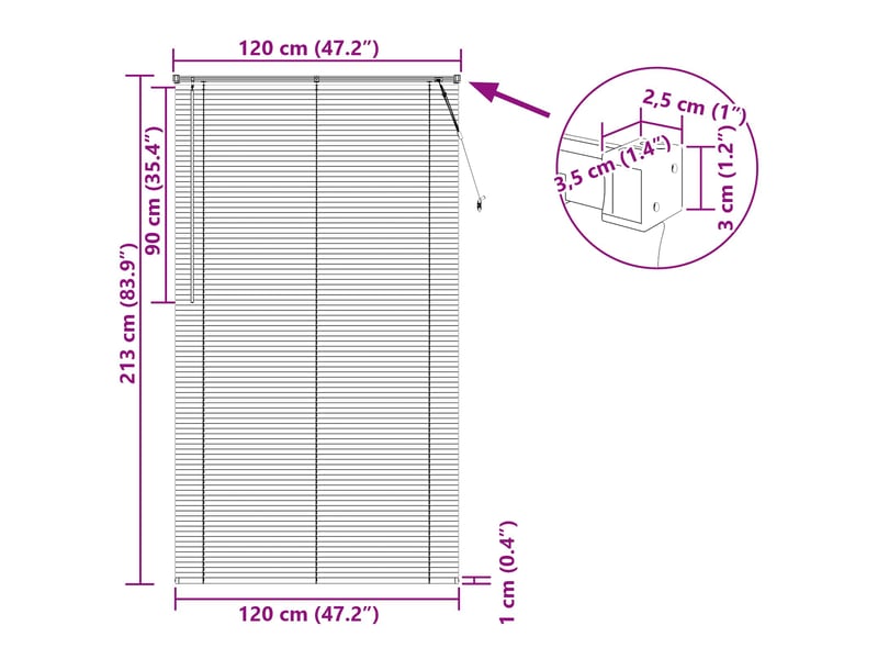  Store vénitien, store de fenêtre blanc 213 x 120 cm 25 mm pvc cf47775  - Conforama E