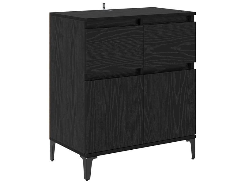  Buffet - bahut - meuble de rangement chêne noir 60 x 35 x 70 cm bois d'ingénierie et fer  - Conforama A
