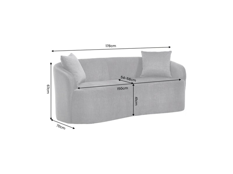  Canapé droit nyjy 2 places en velours – gris graphite – 178 x 67 x 70 cm  - Conforama C