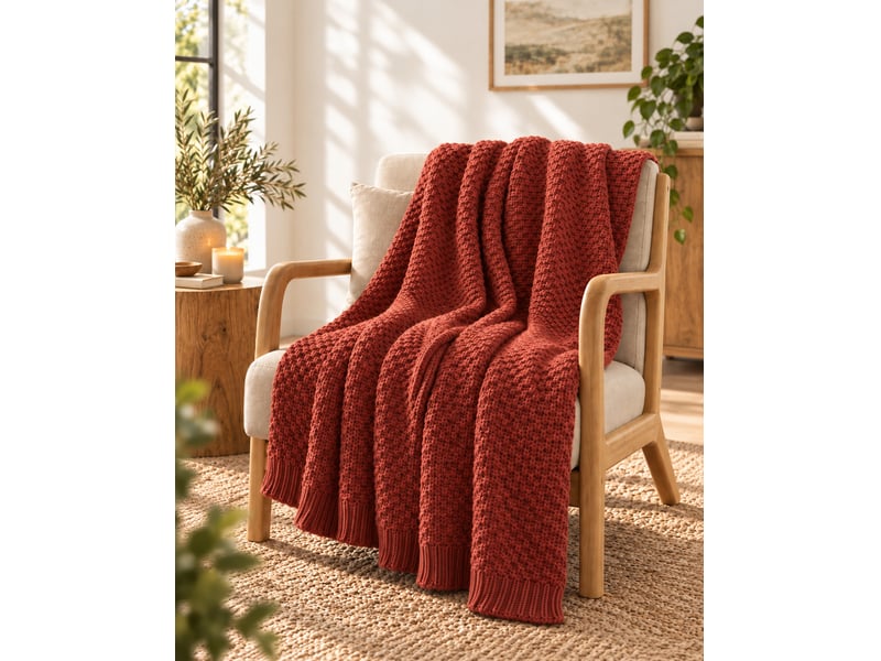  Plaid 125 x 150 cm polyester tricot uni olympia terracotta 15696 - Conforama A