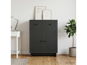 Buffet - bahut - meuble de rangement noir 66 x 34,5 x 90 cm bois d'ingénierie