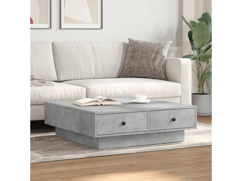  Table basse - table de salon - table à thé gris béton 90x90x28 cm aggloméré  - Conforama C