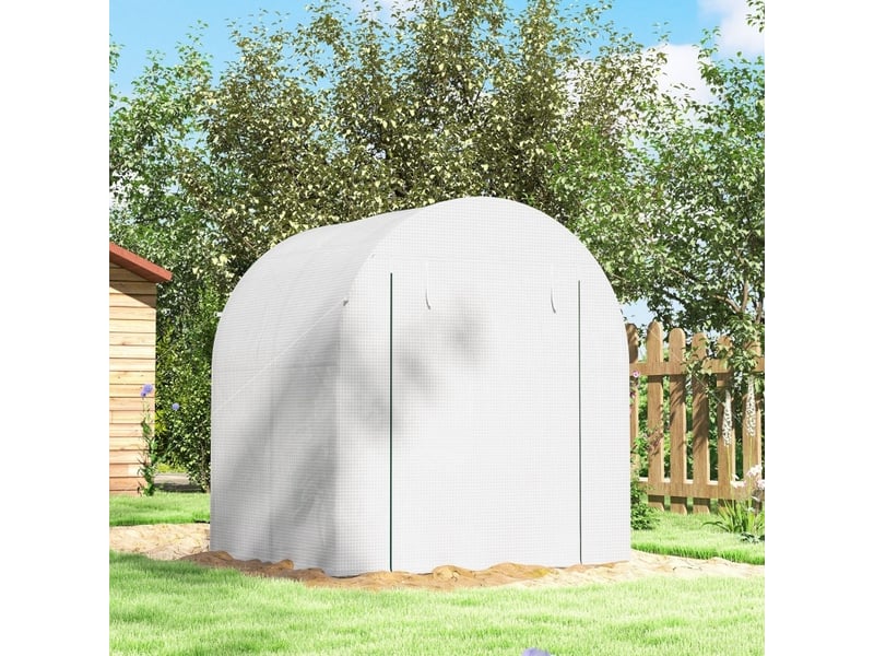  Serre de jardin 180x180x200 cm portable en métal blanc  - Conforama C