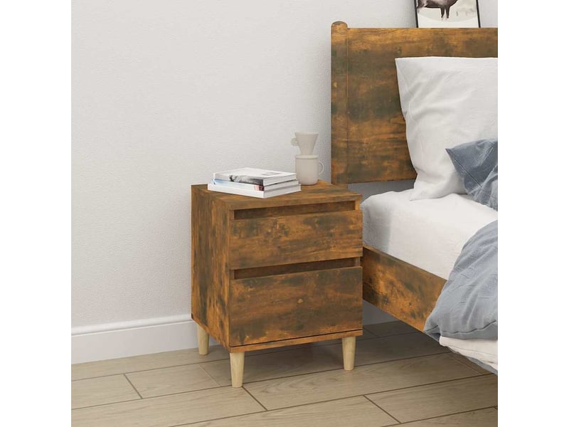  Lot de 2 table de chevet chanmbre, table d'appoint chêne fumé 40x35x50 cm  - Conforama C