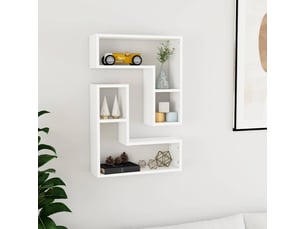 Lot de 2 étagères murales, étagères suspendues blanc 50x15x50 cm bois d'ingénierie cf43093