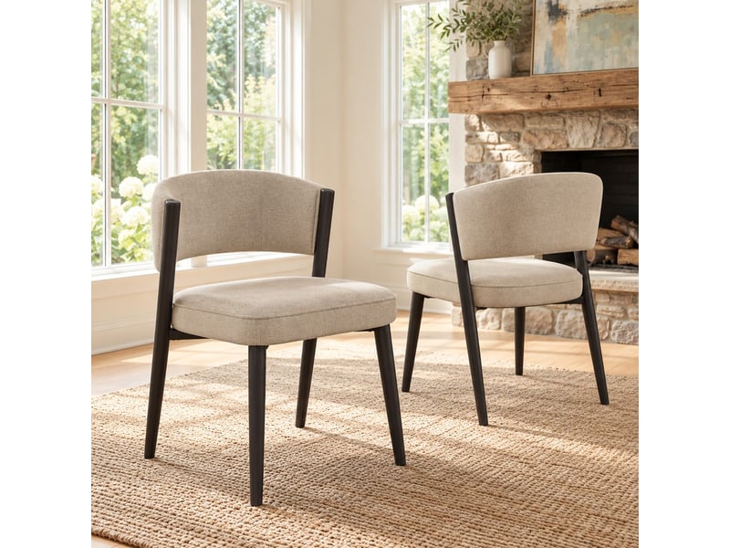  Chaise, coloris taupe, matière chenille, dimensions : 60 x 49 x 80 cm  - Conforama E