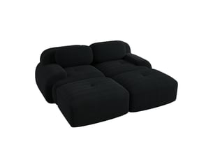 Canapé modulable, canapé 2 places, en velours tricoté, noir, sans structure, pour salon, mobilier pour espace de vie, chambre