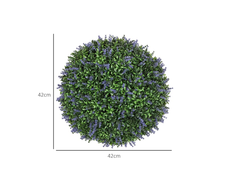 Lot de 2 plantes artificielles lavande boule 42x42x42 cm – violet et vert – protection uv intérieur extérieur - Conforama C