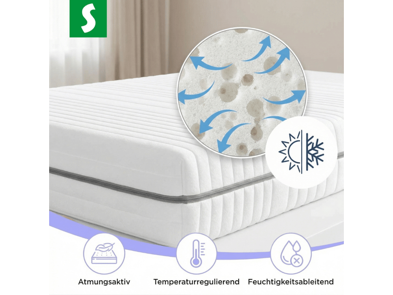  Matelas en mousse froide 120x200 cm 25 cm d'épaisseur 7 zones h2 h3 ergonomique respirant  - Conforama E