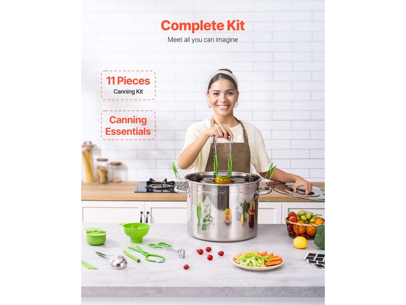  Vevor kit de démarrage pour mise en conserve en acier inox 11 pcs avec marmite  - Conforama B
