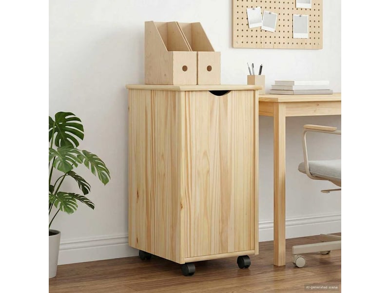  Caisson roulant de bureau marron 34 x 39 x 65,5 cm bois de pin massif  - Conforama B