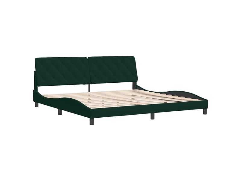 Lit double- lit adulte - cadre de lit sans matelas vert foncé 200x200 cm velours - Conforama B