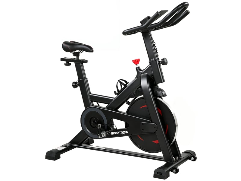  Vélo d'appartement réglable en hauteur, avec application, résistance magnétique, écran lcd ajustable, guidon, support pour téléphone  - Conforama A