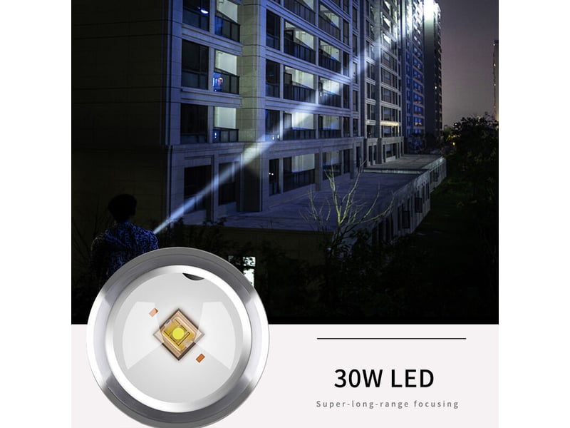  30w blanc laser mini zoom lampe de poche transparente avec porte-stylo aimant quatre source de lumière forte lampe de poche 11.83.42.1cm  - Conforama C