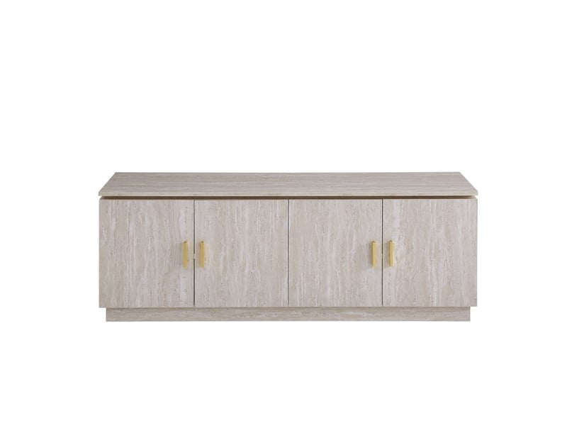  Meuble tv baieta – 160x40x60 cm – finition travertin &amp; design épuré  - Conforama C