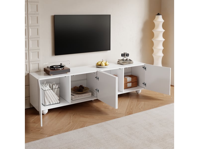  Meuble tv bas moderne 180,5 x 38 x 50 cm - design contemporain, panneaux et support intégrés  - Conforama D