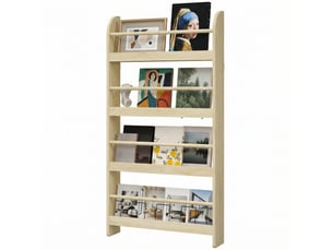 Bibliothèque murale à 4 étagères, bibliothèque pour enfants pour la maison ou le bureau, charge maximale 30 kg, 59 x 12 x 113 cm, couleur naturelle
